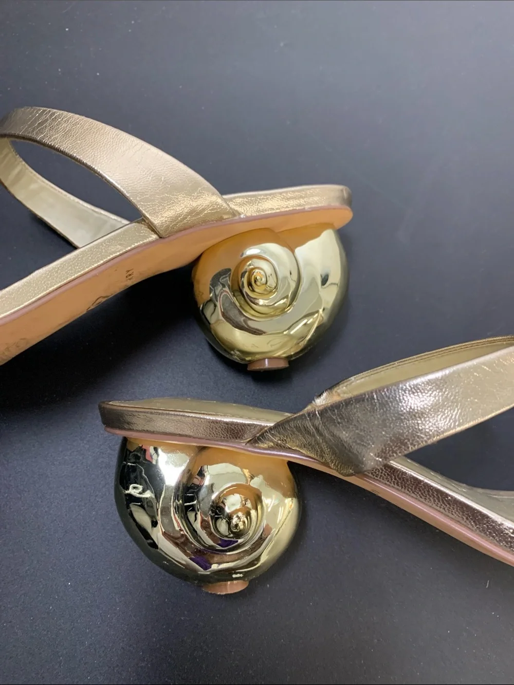 Katy Perry Collections Metallic Gold Sculptural Heel Sandals